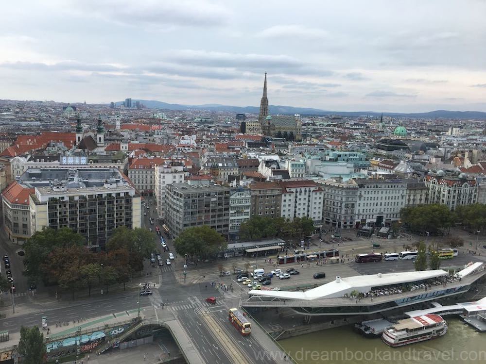 Panoramic view of Vienna's first district from Das Loft restaurant 