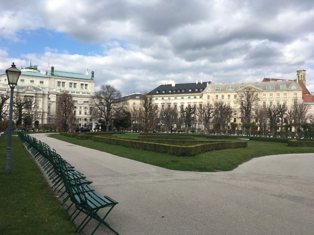 Burggarten, Vienna, Austria, green chairs, landmarks